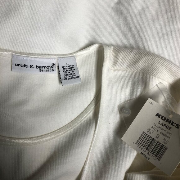 Croft and Barrow Stretch Knit Top Womens Size Large White Two Piece Look NEW - Picture 5 of 6